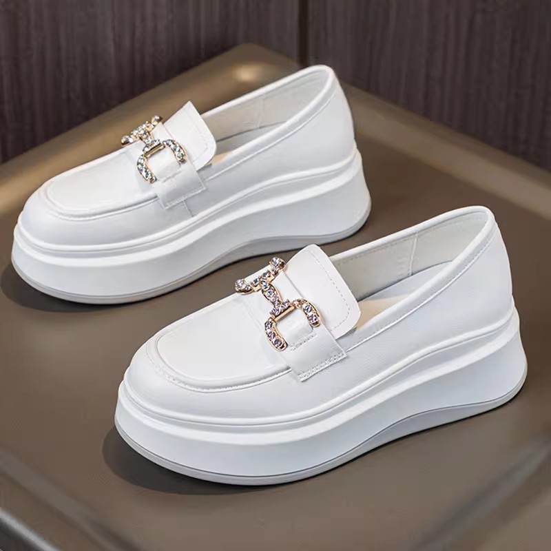 真皮内增高乐福鞋女厚底2025秋季