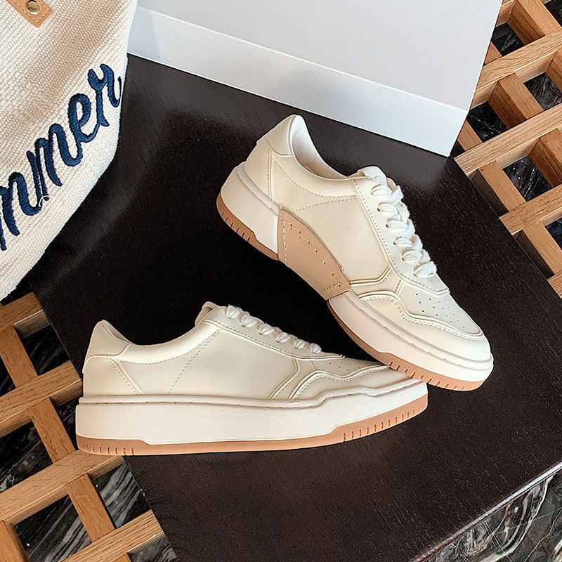 真皮厚底增高小白鞋女款2026新款秋季透气系带平底百搭休闲鞋板鞋,女鞋,时尚休闲鞋,淘宝优惠券,粉丝福利购,淘宝优惠卷