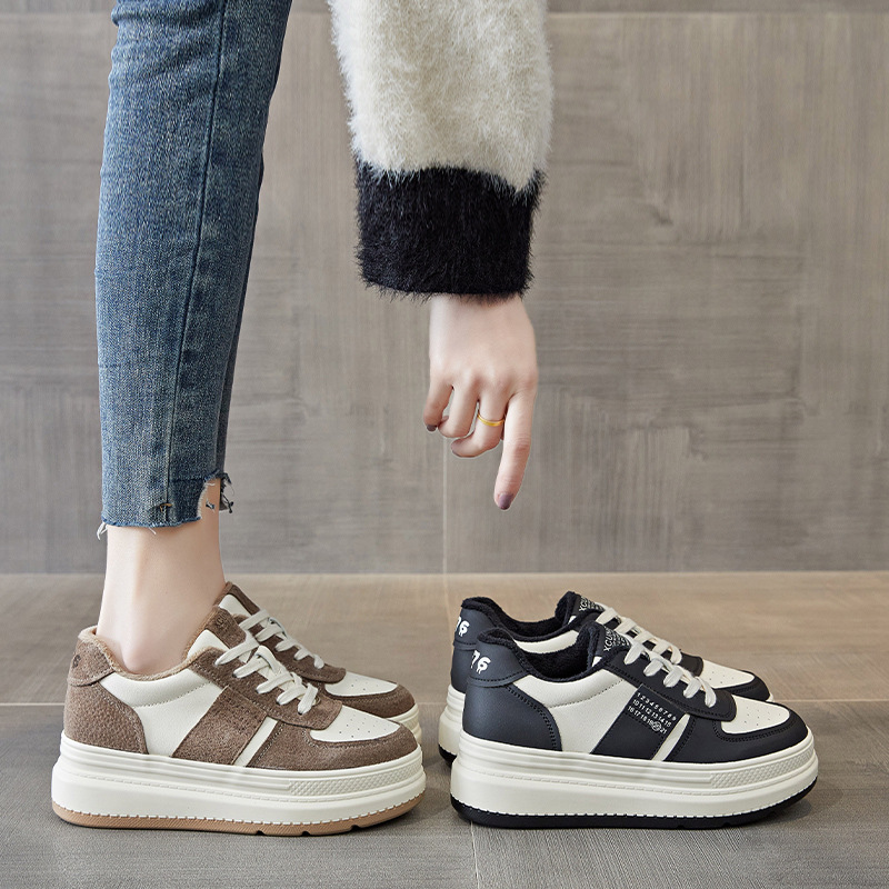 小白鞋女2025秋冬季新款百搭厚底