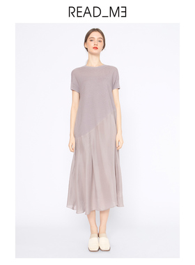 readme读我女士气质长裙亚麻针织真丝法式及踝连衣裙70249