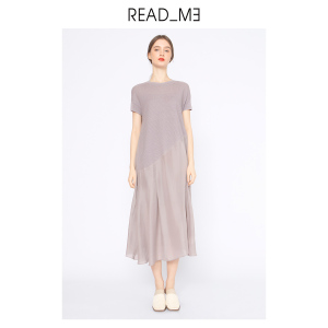 readme读我女士气质长裙亚麻针织真丝法式及踝连衣裙70249