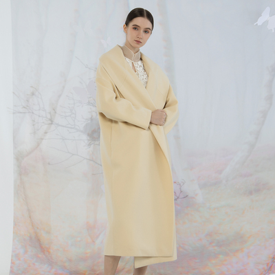 README羊毛羊绒浴袍风长大衣