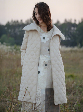 READ_ME读我简约米咖大翻领包容直身通勤长款羽绒服B81411326