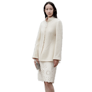 README读我商场同款新品冬修身白短气质羊毛大衣B30922405