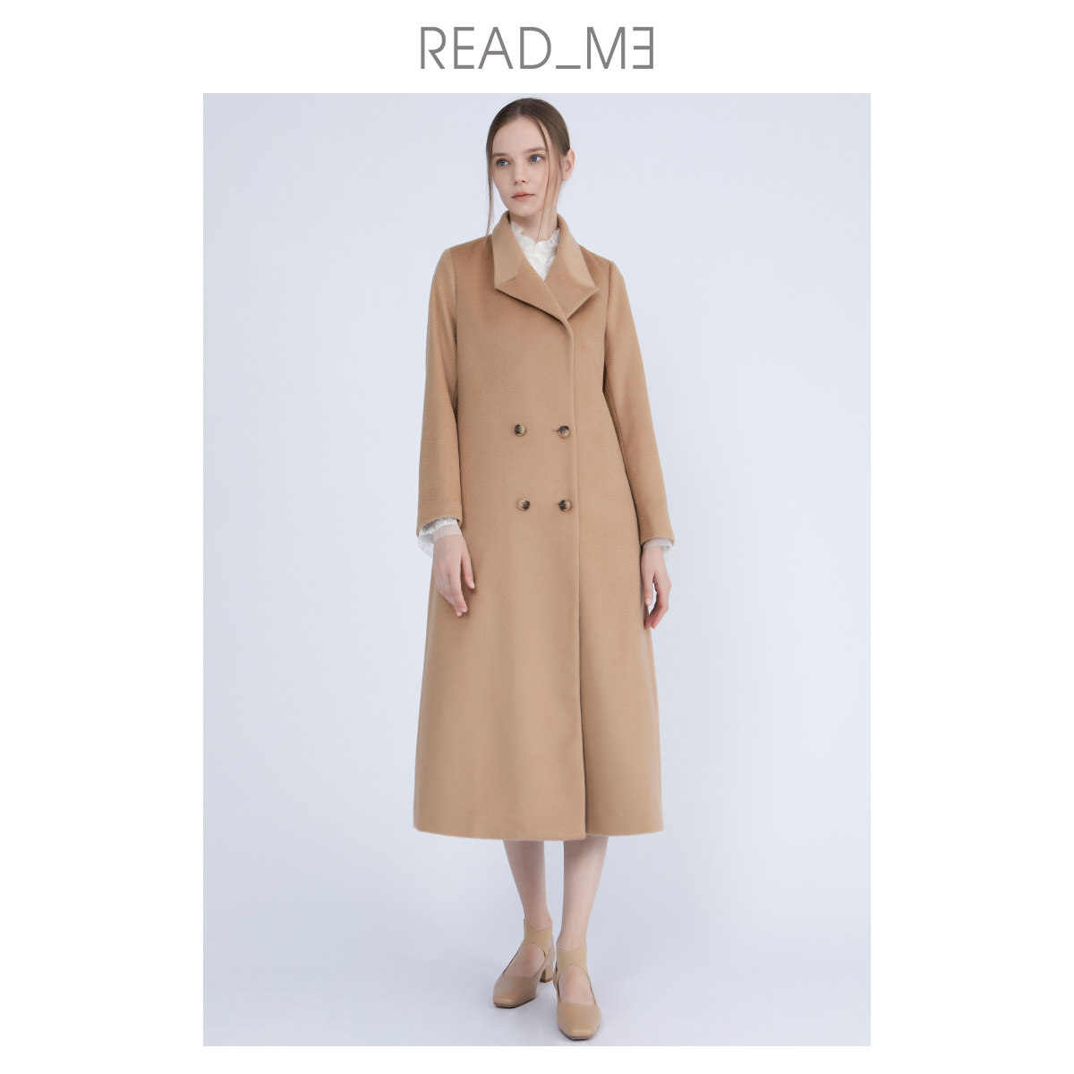 readme长款文艺复古休闲保暖羊毛外套大衣T60928288