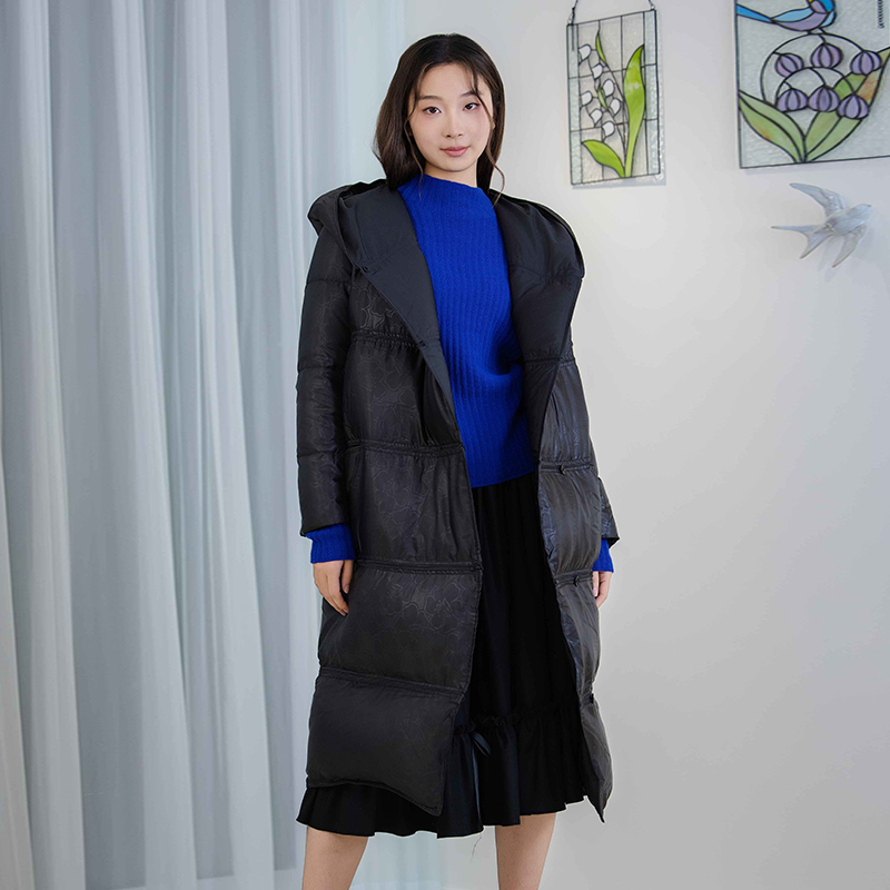 README长款连帽羽绒服