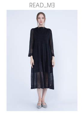 Readme读我秋冬新品镂空针织宽松显瘦长款女连衣裙60220149