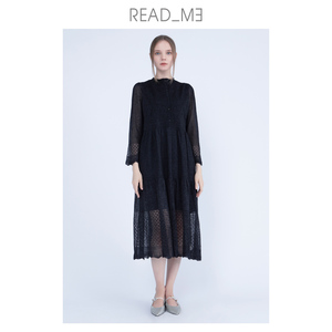 Readme读我秋冬新品镂空针织宽松显瘦长款女连衣裙60220149