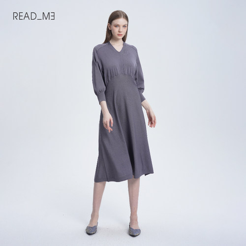 readme收腰醋纤大裙摆连衣裙