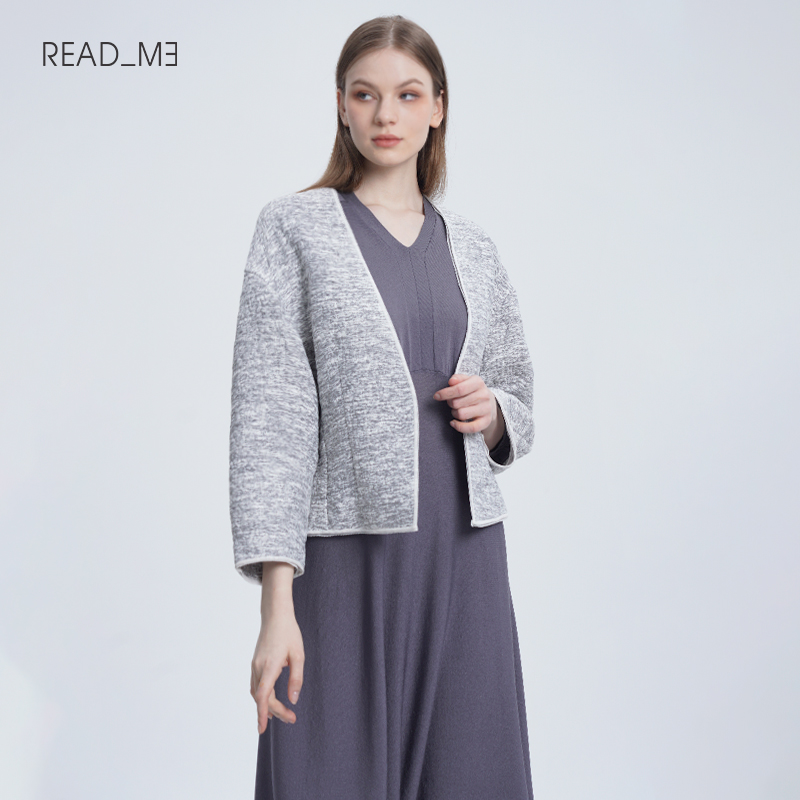readme短复古夹花灰外套