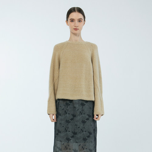 简约宽松圆领针织圆领套衫