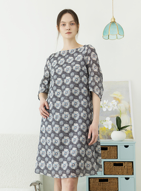 READ_ME读我减龄气质灰色印花连衣裙B20853501