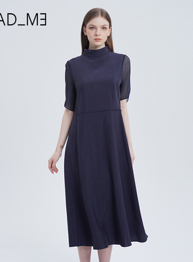 商场同款readme读我设计师法式飘带真丝修身显瘦长连衣裙50840411