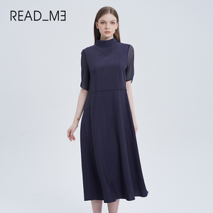 商场同款readme读我设计师法式飘带真丝修身显瘦长连衣裙50840411
