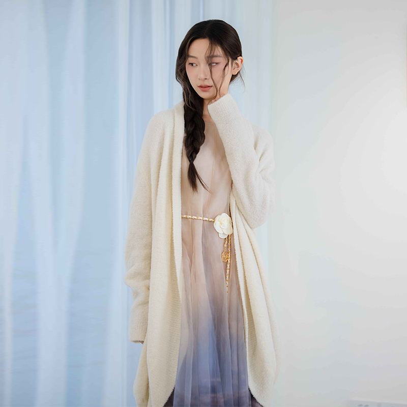 README羊毛混纺蓬松针织开衫