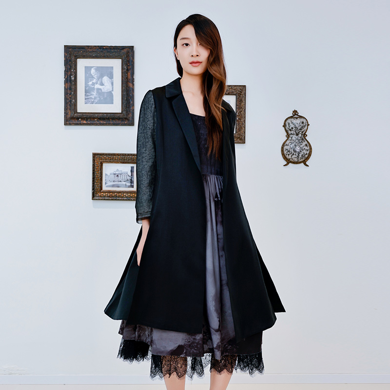 README修身开衩风衣外套