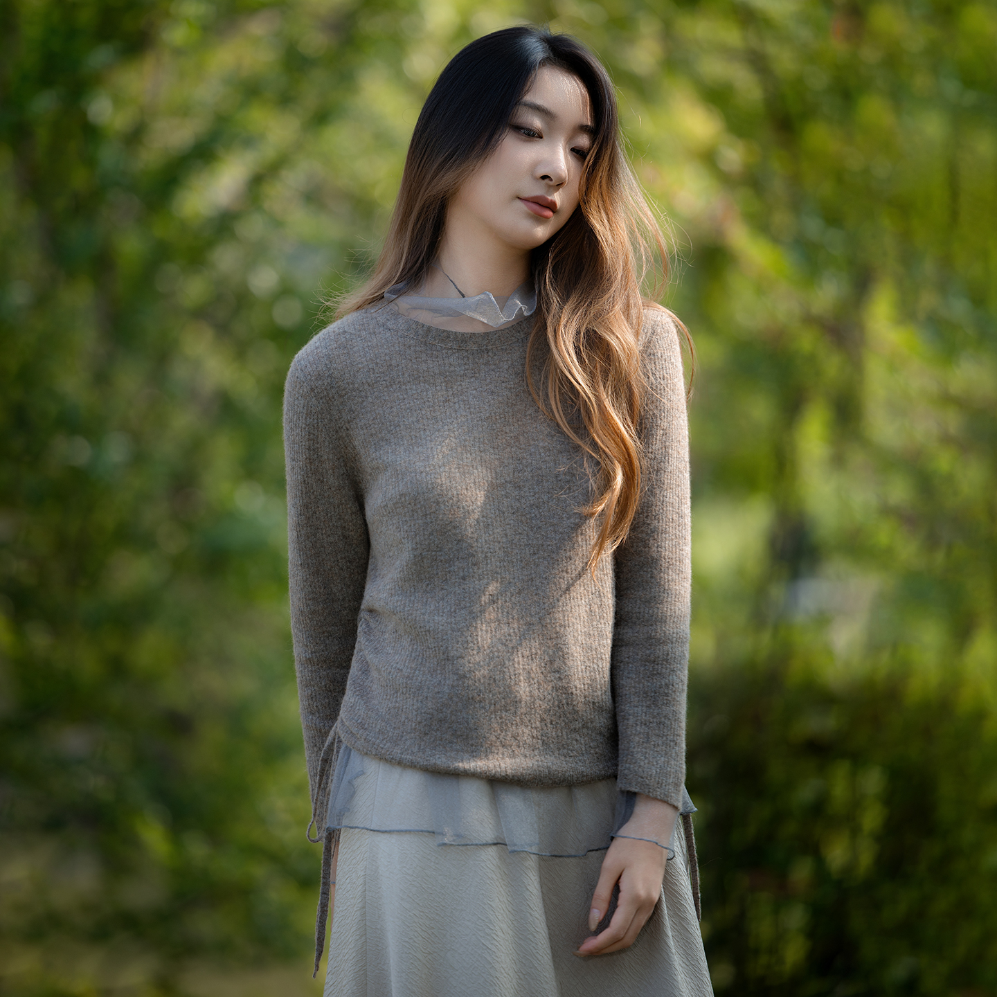 README套头圆领连内搭针织衫