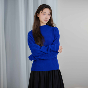 READ_ME读我蓝色立领短款套头羊毛针织衫B30265646