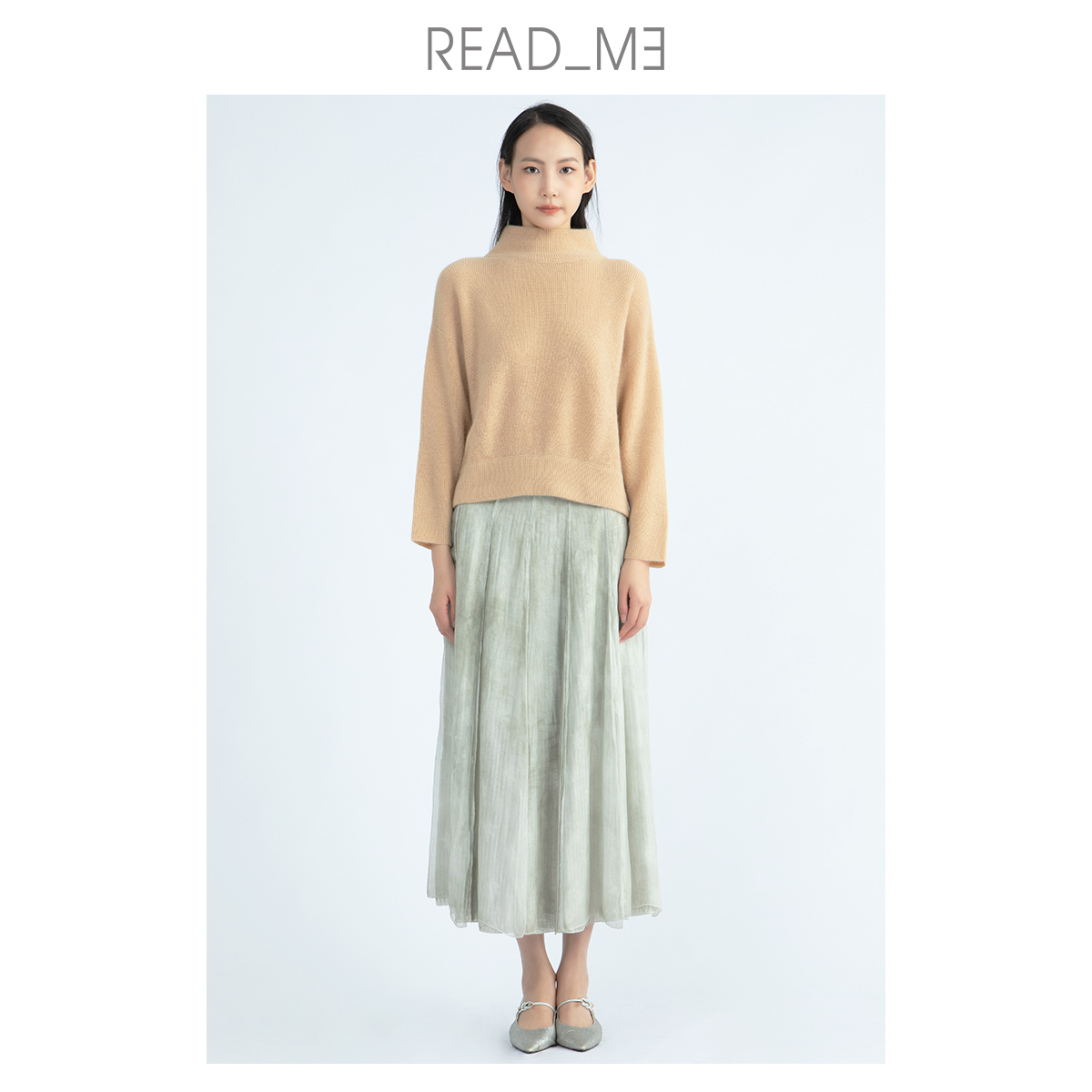 readme羊毛半高领马海毛针织衫