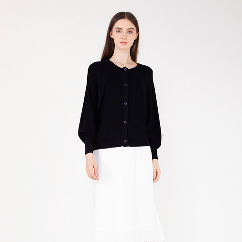 readme醋纤圆领针织开衫