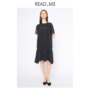 readme读我夏连衣裙短袖黑色真丝显瘦蕾丝70868512