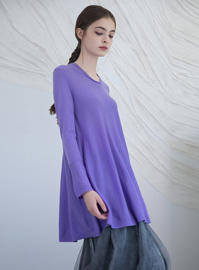 READ_ME读我U领紫色A廓形套头羊毛针织衫B10248446