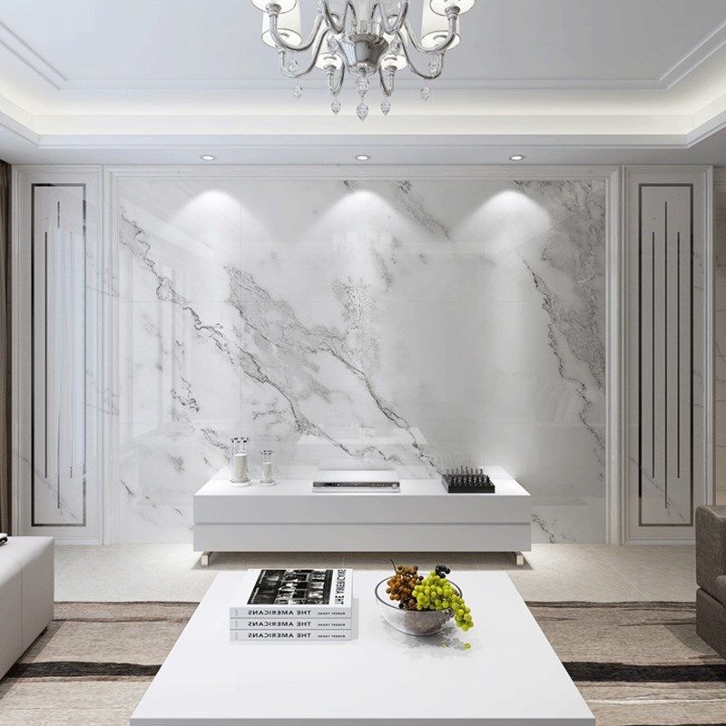 电视背景墙瓷砖现代简约客厅3D微晶石装饰墙砖仿大理石影视墙造型