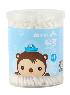 振德一次性双头棉签清洁掏耳便携盒装海底小纵队联名