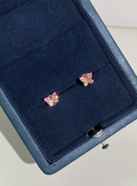二手闲置Graff格拉芙蝴蝶满粉蓝宝耳钉