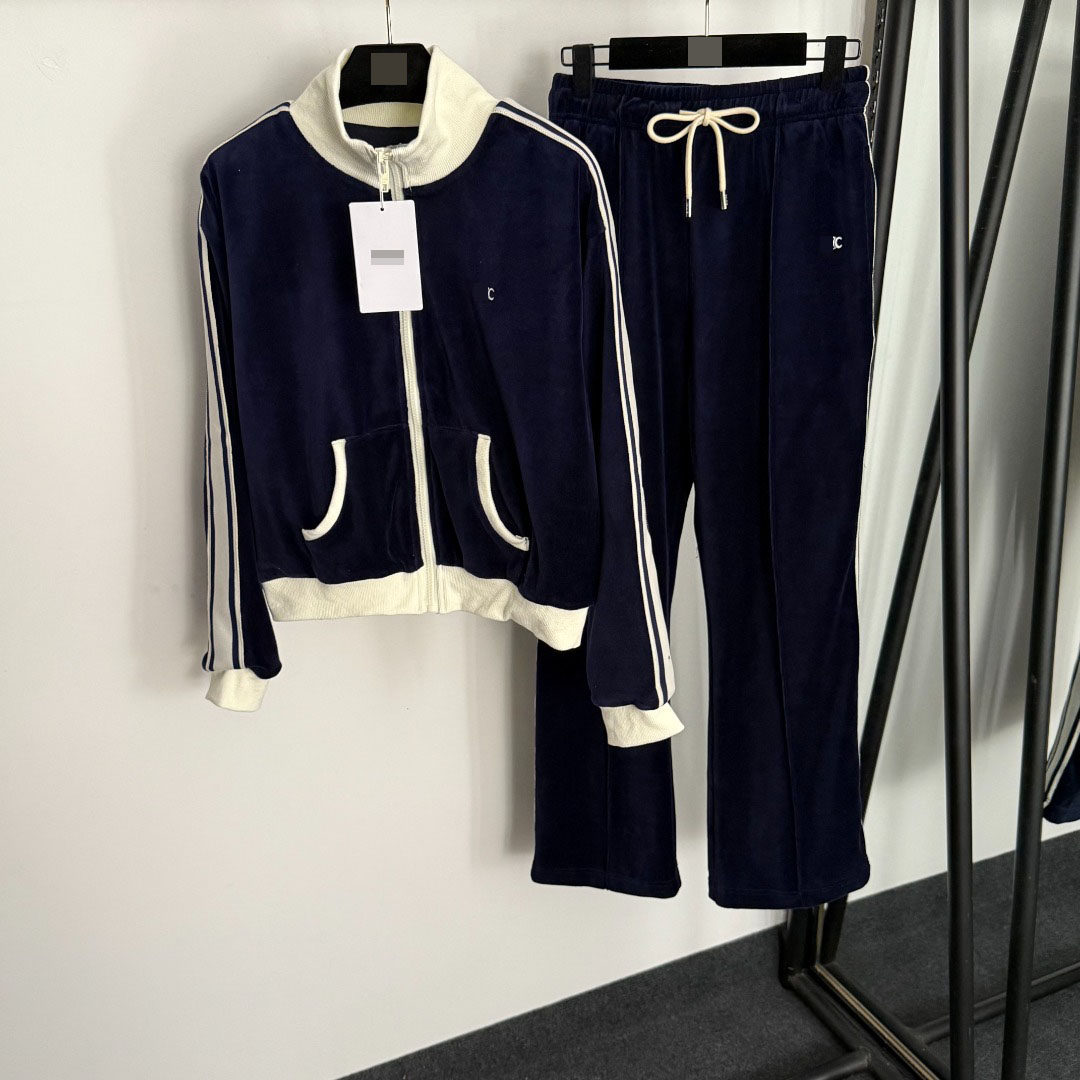 2025秋冬赛家天鹅绒运动套装logo刺绣立领拉链外套织带边休闲长裤,女装/女士精品,休闲运动套装,淘宝优惠券,粉丝福利购,淘宝优惠卷