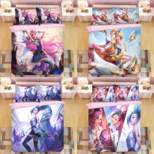 来图定制LOL英雄联盟KDA女团星籁歌姬萨勒芬妮床单被套宿舍三件套