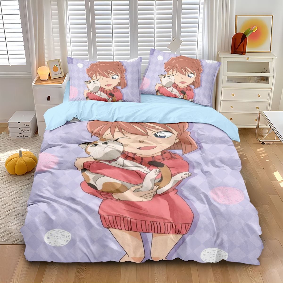 来图定制名侦探柯南周边灰原哀纯棉床单被套可爱儿童床全棉三件套,床上用品,床品套件/四件套/多件套,淘宝优惠券,粉丝福利购,淘宝优惠卷