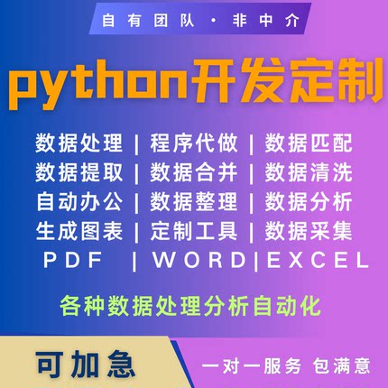 python数据处理excel数据分析程序word/pdf/txt文本提取代编程