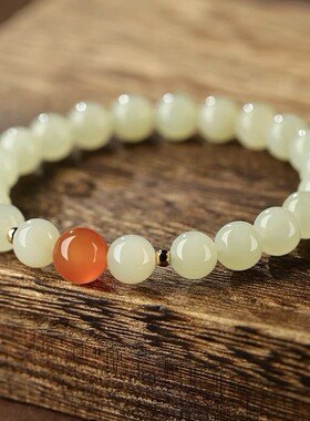 和田玉手串冰晴水玉珠子散珠玉手链女款玉石手镯轻奢时尚直播批发