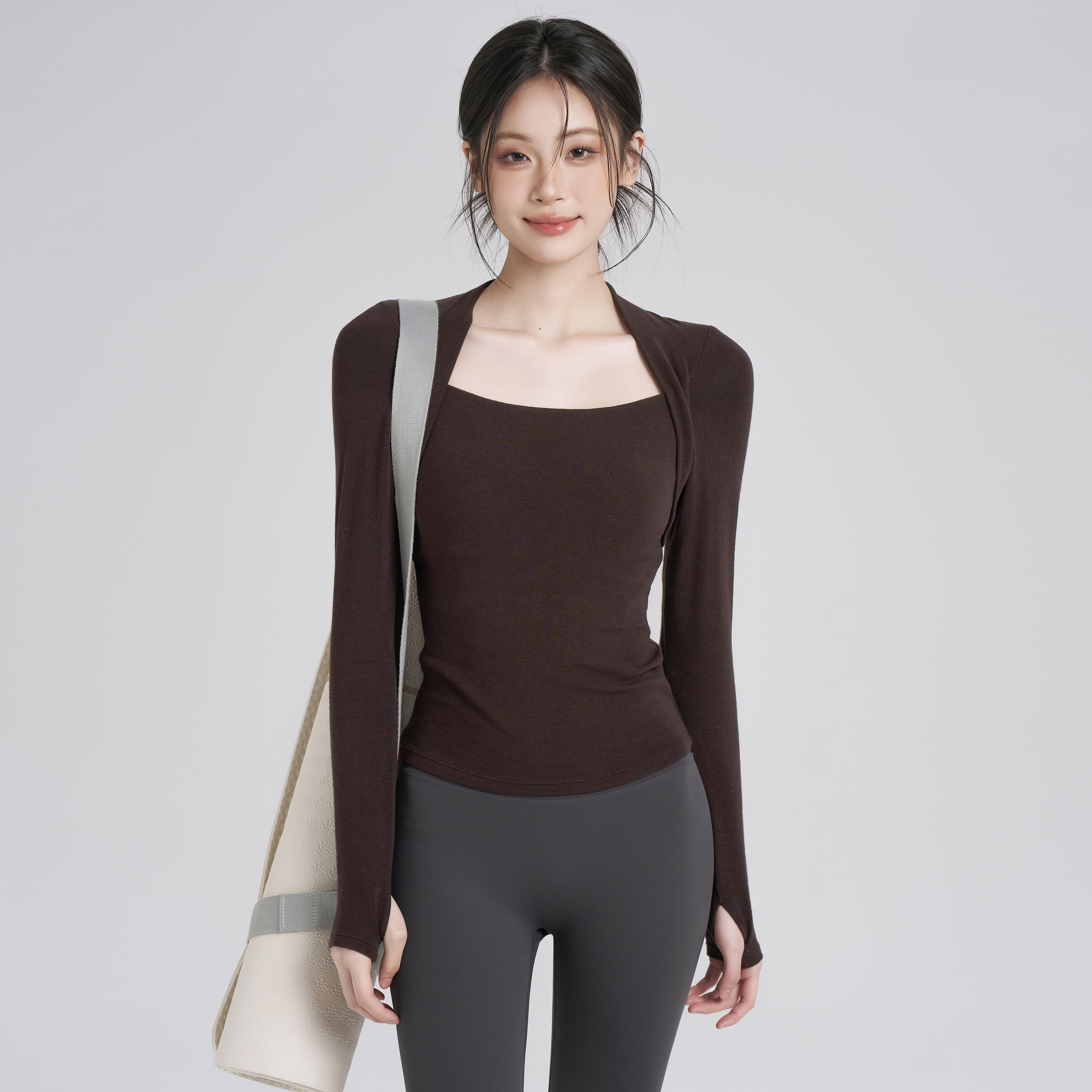 带胸垫显瘦健身瑜伽服套装秋冬