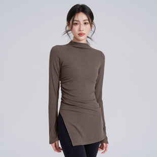 岚纹设计感中长款 显瘦普拉提健身服上衣 瑜伽服女气质运动T恤长袖