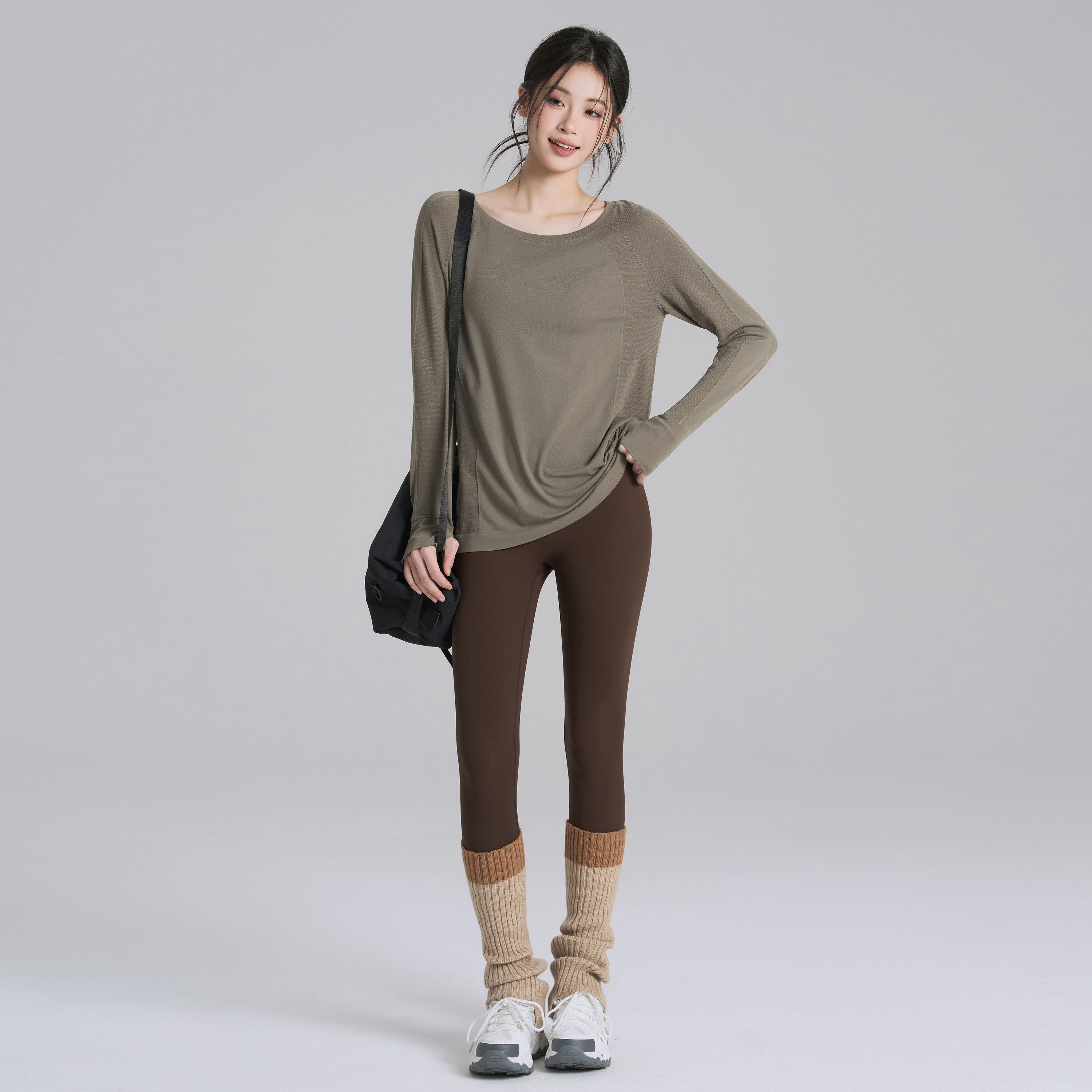 岚纹宽松瑜伽服长袖速干长款遮臀训练跑步健身上衣女运动T恤秋冬,运动服/休闲服装,健身衣,淘宝优惠券,粉丝福利购,淘宝优惠卷