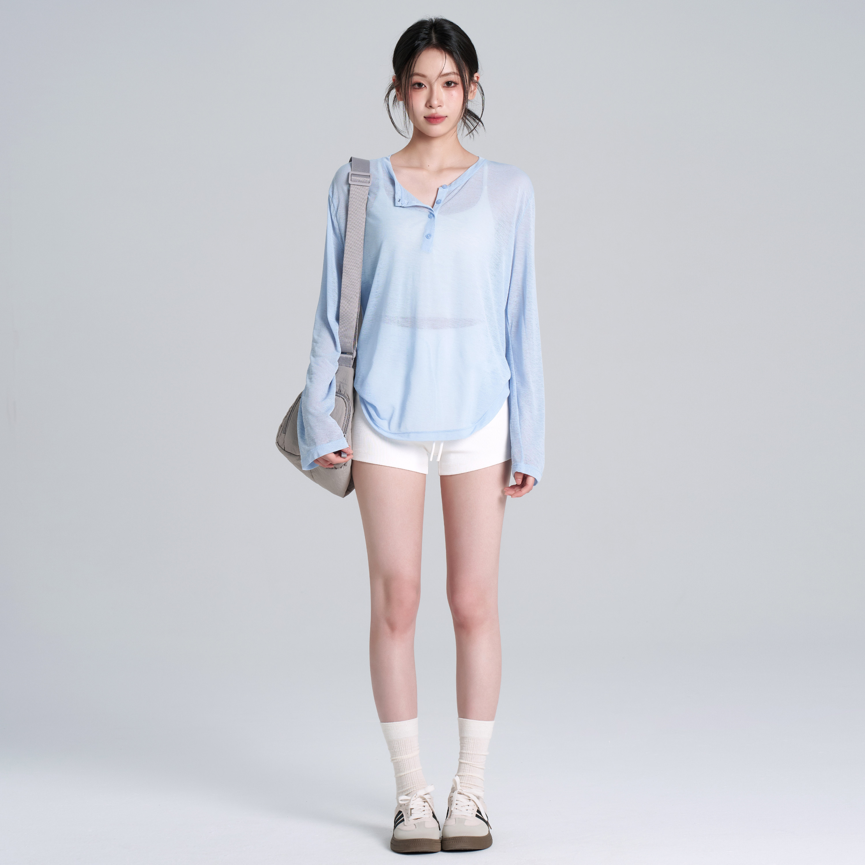 岚纹慵懒松弛宽松防晒运动罩衫女速干透气训练健身服长袖瑜伽上衣