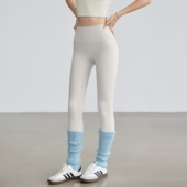 夏季 女跑步普拉提运动长裤 高腰收腹训练健身裤 岚纹白色提臀瑜伽裤