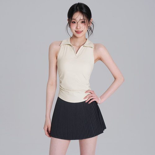 POLO领无袖美背显瘦运动背心女