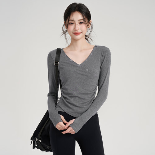 岚纹连帽瑜伽服女跑步健身长袖新