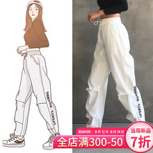 岚纹束脚工装裤女宽松bf国潮ins裤子女春高腰哈伦显瘦运动休闲裤