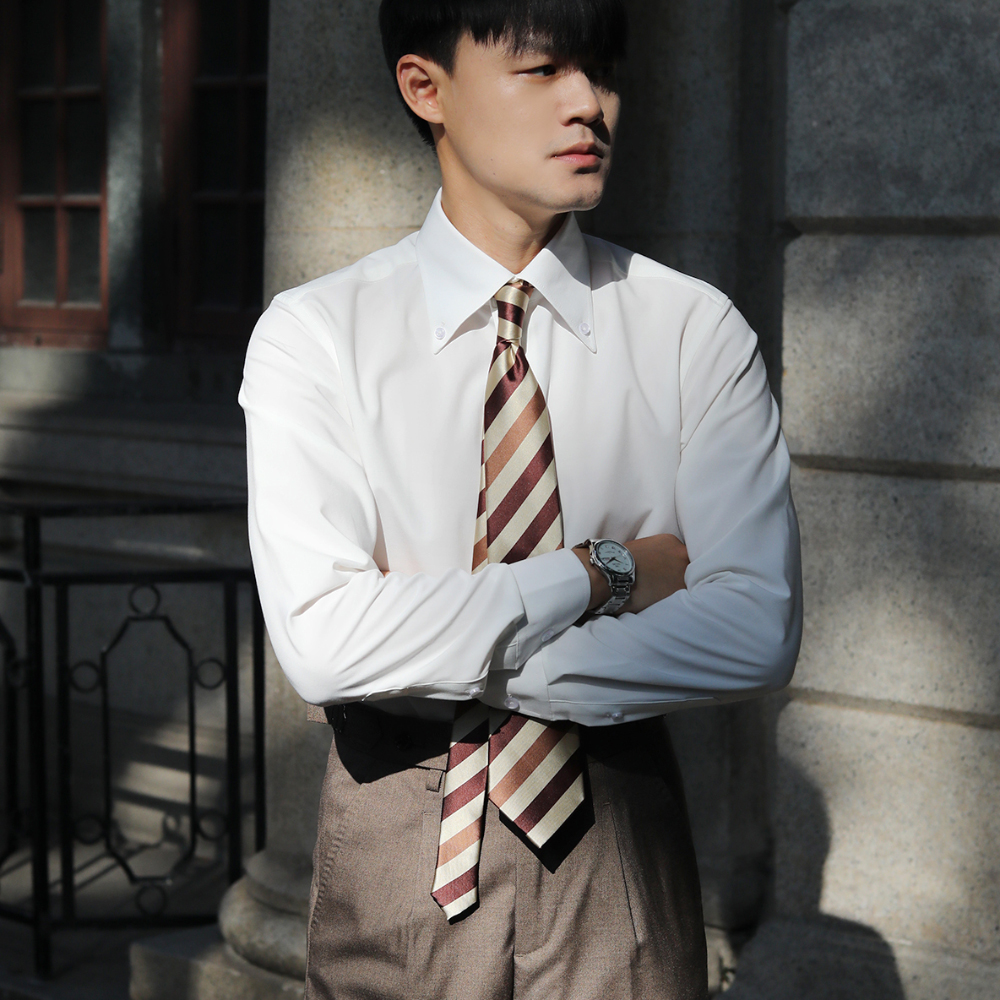 [四色]意式大尖领商务上班抗皱修身儒雅舒适百搭免烫简约长袖衬衫