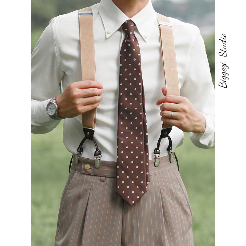 英伦复古男士文艺背带夹弹力金属