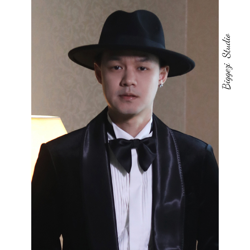欧美英伦风秋冬巴拿马宴会结婚复古百搭平沿爵士帽呢子礼帽帽子男