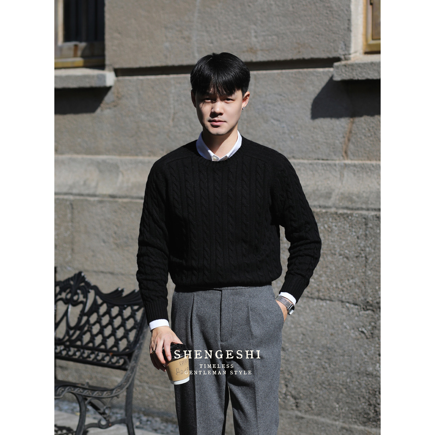 英伦复古羊毛衫优雅老钱风休闲日常绞花针织修身圆领麻花套头毛衣