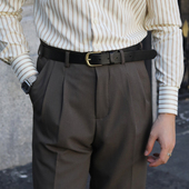 复古高腰好莱坞西裤 西裤 修身 小直筒双褶免烫上班垂感休闲棕色意式