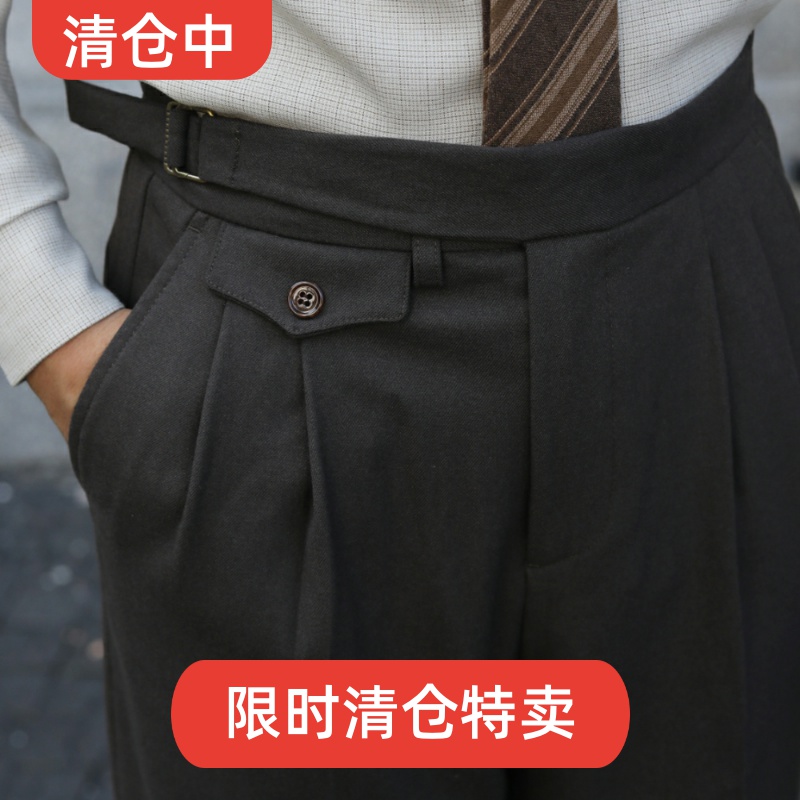 意式复古十分裤高腰修身秋季