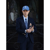 美式 复古常春藤修身 西装 IVY学院风布雷泽刺绣徽章西服 两件套装