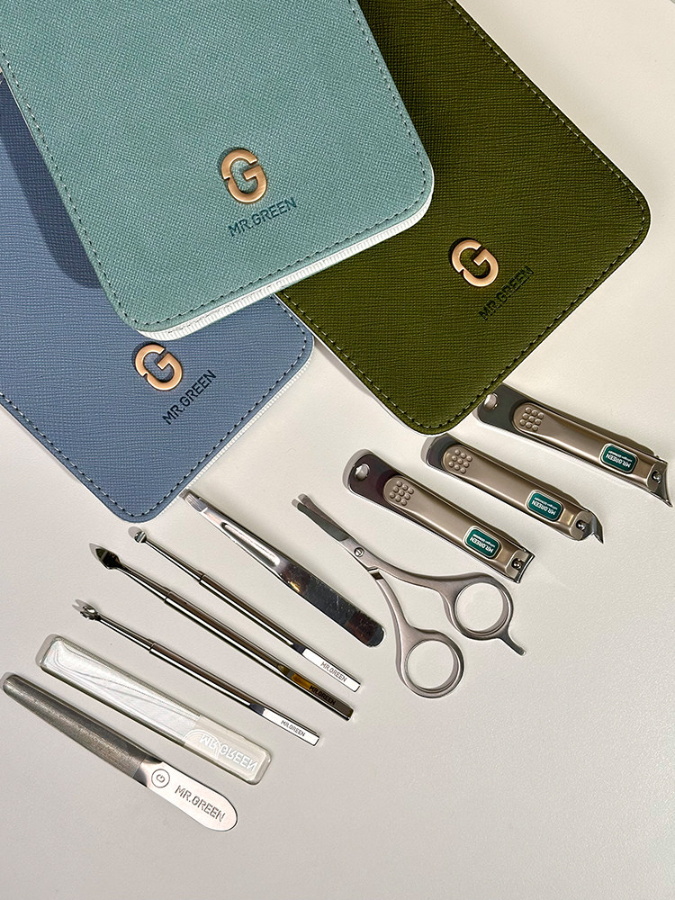 독일 MR.GREEN 미스터그린 G 시리즈 편평하고 비스듬한 입 손 발 케어를 갖춘 우아하고 패셔너블한 매니큐어 7피스 8세트 10팩